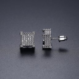 ピアス 両耳用 キュービックジルコニア ホワイトとブラック 真鍮 ピンクゴールド シルバー スタッド シンプル カジュアル ユニセックス 男女兼用 e19112868