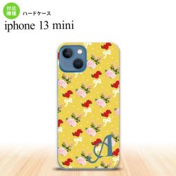 iPhone13mini iPhone13 mini ケース ハードケース 花柄 バラ リボン 黄 +アルファベット  nk-i13m-263i