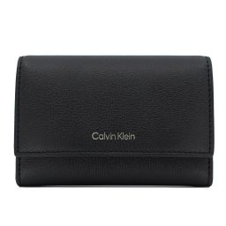カルバンクライン　CK　Calvin Klein　三つ折り財布　コンパクト財布　LV04F1117　ブラック　内面ブラウン　FOIL LOGO TRIFOLD WITH ZIPPOCKET　フェイクレザー　Europeライン