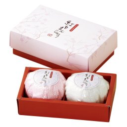 実りの秋の贈り物 紅白まんじゅうハンドタオル2P 28×28cm