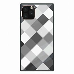 スクエア型 四角 耐衝撃 背面ガラス 強化ガラス iPhone11対応ケース TPU ハードケース iPhone11ProMax iPhoneX/XS iPhoneXR iPhone8plus iPhone7 Galaxy S9 ケースモノクロ 白黒 タイル柄 大人可愛い お洒落