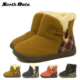 キッズ ムートン ブーツ North Date ノースデイト MEG 1350 トグルボタン付きムートンブーツ キッズ ムートンブーツ 女の子 ショートブーツ ブラック 黒 ネイビー 紺 ピンク