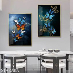 絵画 蝶チョウ ファブリック パネル 枠付き アート人気 モダン 絵 70×50cm 装飾 インテリア アートパネル リビング プレゼント  額入り 額装込 壁掛け 壁絵 ホテル カフェ 旅館 アートフレーム 送料無料