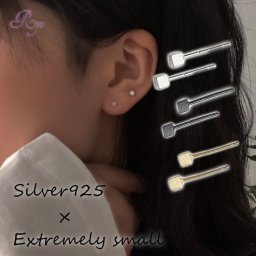 【ご家庭用梱包】キューブ ピアス Silver925 シンプルピアス つけっぱなし シンプル 925 シルバー ゴールド ブラック シルバーピアス 小さい ミニ 小さいピアス 2ピース 両耳 片耳 シルバー925 つけっぱなしピアス