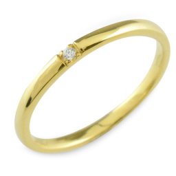 リング レディース 18金 指輪 ダイヤモンド シンプル 18k 一粒 ピンキーリング 甲丸 k18 イエローゴールドk18 華奢 重ねづけ おしゃれ ストレート