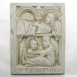 イタリア製 石膏 レリーフ アンティーク調 壁掛け 聖母マリア 聖母子像 キリスト キリストの生誕 クリスマス ノナントラ修道院 旧約聖書 大理石 レプリカ 30×39cm イタリー マドンナ 中世 ロマネスク 彫刻 アート pdm-319