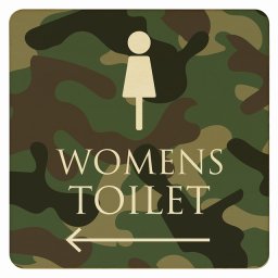 14x14cm トイレ 御手洗 TOILET トイレマーク 迷彩 カラー WOMENS 左 矢印 ピクトサイン 木製ドアサイン ドアプレート インテリア 施設 案内