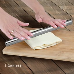 ジェニエッティ i Genietti 目盛り付き 一体型 アルミ製 のし棒 ミニ 25.5cm[めん棒 お菓子 パン クッキー パイ 伸ばす 道具 生地 伸ばし棒 パンを伸ばす棒 生地を伸ばす棒 パスタ 麺 手作り 麺棒 キッチン 棒]