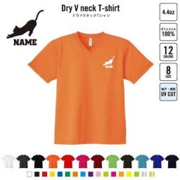 ブリティッシュ・ショートヘアー2  名入れVネックドライTシャツ Vネック V首 ドライ素材 吸水速乾 スポーツ スポーティー インナー 練習着 インドア アウトドア 猫　ネコ　ねこ　キャット　ペット B系 ストリート系