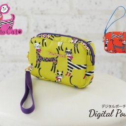 ネコ デジタルポーチ 日本製 オリジナル猫柄  ハンドル付き 落とさない 緩衝材入りで安心 収納 ポーチ ケース お誕生日やプレゼントに ギフト ミニポーチ ファスナーで大きく開く レディース アイコスケース タバコポーチ mm-0038ca  メール便送料無料