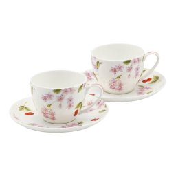 【ギフト対応無料】エインズレイ チェリーブロッサムハピネス ペアティーカップ&ソーサー (CBPH34006-2) ※送料無料(北海道・沖縄は除く)
