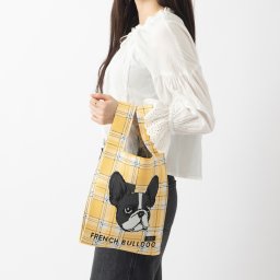 ニットトートバッグ 犬 おしり デザイン マルシェバッグ 16.フレンチブルドック（Yellow）
