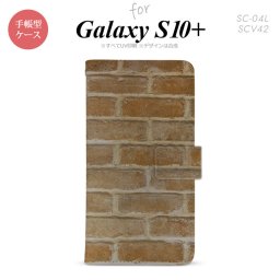 SC-04L SCV42 Galaxy S10+ 手帳型スマホケース カバー ピクチャ レンガ 茶 nk-004s-s10p-dr732