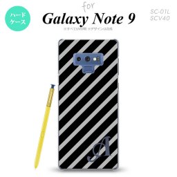 Galaxy Note 9 ギャラクシー ノート9 SC-01L SCV40 スマホケース カバー ハードケース ストライプ 黒×グレー イニシャル 対応 nk-note9-712i[スマホ,スマホケース,スマホカバー,ケース,カバー,ジャケット]