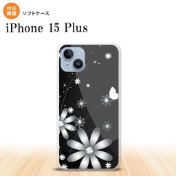 iPhone15 plus iPhone15 plus スマホケース 背面ケースソフトケース 花柄 ガーベラ 黒 2023年 9月発売 nk-i15pl-tp065