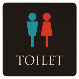 27x27cm トイレ 御手洗 TOILET トイレマーク ブラック＆カラー 男女マーク ピクトサイン 木製ドアサイン ドアプレート インテリア 施設 案内