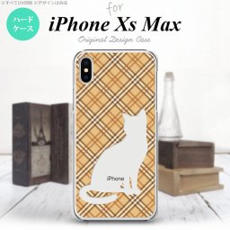 iPhoneXsMax iPhone XS Max スマホケース ハードケース 猫 チェック A 茶 メンズ レディース nk-ixm-955