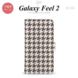 Galaxy Feel 2 手帳型 スマホ ケース カバー ギャラクシー 千鳥柄(大) 茶白【ギャラクシー フィール 2,Galaxy,Feel,2,docomo,ドコモ,メール便 送料無料】