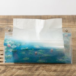 クリアティッシュケース  2.Monet02 犬 猫 アート 化粧品 小物入れ ビニール製