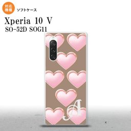 Xperia10V Xperia10V スマホケース 背面ケースソフトケース ハート C 茶 +アルファベット 2023年 7月発売 nk-xp105-tp176i