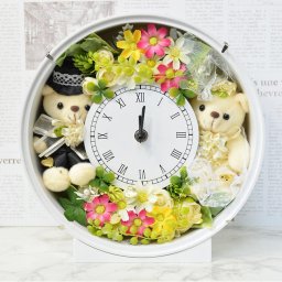 本州送料無料・12時までのご注文で即日発送（土・日・祝は除く） 新築祝い 開店祝い 開業祝い 花 プレゼント アーティフィシャルフラワー 時計 ウエディングベアー フラワーギフト 花 贈り物 プレゼント 開店祝い 引越し祝い 開業祝い 結婚祝い ギフト 誕生日 置き時計 退職祝い 古希 還暦 白寿 米寿 新築祝い バラ 薔薇