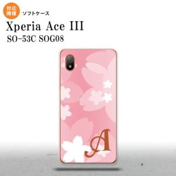 SO-53C SOG08 ワイモバイル Xperia Ace III スマホケース 背面ケースソフトケース 花柄 サクラ C 白 ピンク +アルファベット 2022年 6月発売 nk-so53c-tp063i
