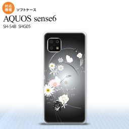 SH-54B SHG05 AQUOS sense6 スマホケース ソフトケース 花柄 ミックス A 黒 メンズ レディース nk-sens6-tp271