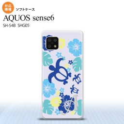 SH-54B SHG05 AQUOS sense6 スマホケース ソフトケース ホヌ ハイビスカス 青 +アルファベット メンズ レディース nk-sens6-tp1107i