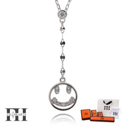 FILL HEARTS ネックレス レディース 女性 大人 シルバー アクセサリー Glitter Smiley スマイル ニコちゃん ジルコニア 金属アレルギー対応 シルバー925 S925 ロジウムメッキ 40cm 小さめ シルバーネックレス