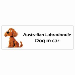 名入れ可 Australian Labradoodle オーストラリアンラブラドゥードル カーステッカー シール 犬 アメリカン カートゥーン スタイル アニメ風 15x5cm 長方形 防水 屋外 屋内 ドッグオンボード デカール