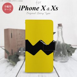iPhone XS 手帳型 スマホ ケース カバー アイフォン イラストデザイン（A） 黄×黒【アイフォーン XS,iPhone,XS,メール便 送料無料】