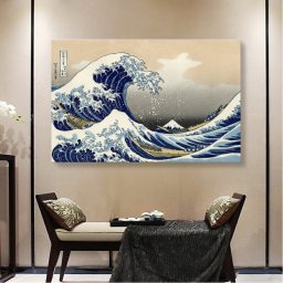 父の日 母の日　葛飾北斎 富嶽三十六景「神奈川沖浪裏」70×50 風景画 壁掛け 名画 ファブリック オシャレ インテリア アートパネル プレゼント 送料無料