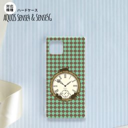 Aquos sense4 SH-41A ケース ハードケース スマホケース 時計 チェック 緑 nk-sens4-1223