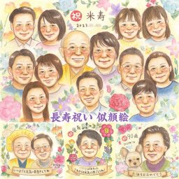 米寿の喜びを似顔絵で特別なプレゼント 内祝い 米寿 引退 誕生日 母の日 金婚式 送別 受章 喜寿 出産 敬老の日 両親 色紙 定年 古希 白寿 感謝 結婚祝い 長寿 プレゼント