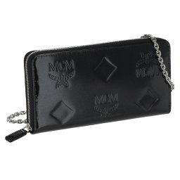 エムシーエム Mode Creation Munich(MCM) 財布 長財布 ラウンドファスナー長財布 小銭入れ付き チェーンウォレット MYLDATA05 BK001 AREN レディース メンズ ユニセックス BLACK ブラック