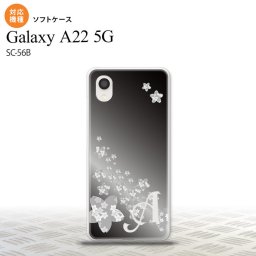 SC-56B Galaxy A22 スマホケース ソフトケース 花柄 サクラ D 黒 +アルファベット メンズ レディース nk-a22-tp185i