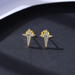 ピアス 両耳用 キュービックジルコニア ホワイト シルバー925 イエローゴールド スタッド 小さめ 小ぶり 可愛い かわいい モチーフ 星 スター ce20121206
