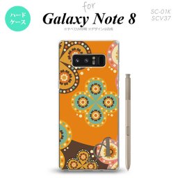 【SC01K】【スマホケース/スマホカバー】【ギャラクシー ノート8】SC01K スマホケース Galaxy Note8 ケース ギャラクシー ノート8 イニシャル エスニック花柄 オレンジ×茶 nk-sc01k-1584ini【メール便送料無料】