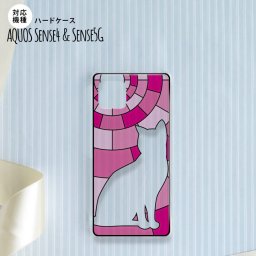 sense4 sense5 Aquos sense4/5 背面ケース カバー ステンドグラス風 おしゃれ 猫 ピンク ステンドグラス風 かわいい おしゃれ 背面ケース nk-sens4-sg36