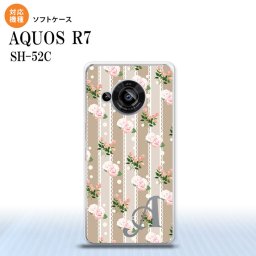 SH-52C AQUOS R7 スマホケース 背面ケースソフトケース 花柄 バラ レース ベージュ +アルファベット 2022年 7月発売 nk-r7-tp268i
