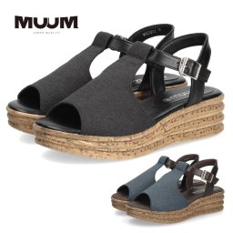ムーム サンダル レディース 厚底 疲れない 安定感 ストラップ ウェッジソール プラットフォーム MUUM 3301 ブラック ネイビー