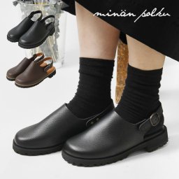 【minan polku ミナンポルク】バック ストラップ サボ / back strap sabot (M436)レディース 秋 冬 靴 シューズ パンプス 革靴 本革 牛革 らくちん おしゃれ 歩きやすい 履きやすい 黒 日本製 20代 30代 40代 50代 60代 クリスマス 母の日 ギフト プレゼント