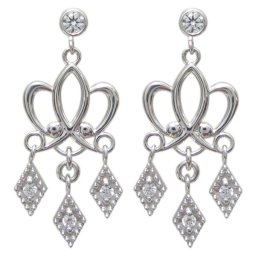 プラチナ ダイヤモンド クラウンピアス シャンデリアピアス