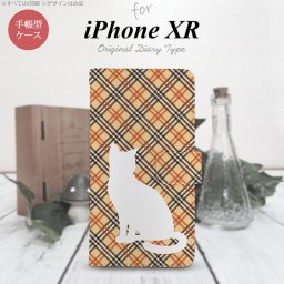 iPhoneXR iPhone XR 手帳型スマホケース カバー 猫 バイアスチェック 赤茶  nk-004s-ipxr-dr953