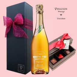 夏ギフト お中元 ギフト 【ノンアルコールスパークリング×チョコ】【ラルチザン デュ テ ホワイトティースパークリング× ショコラ 3個入】ショコラ ボンボンショコラ リボン包装 「パッション タンザニア メキシック」