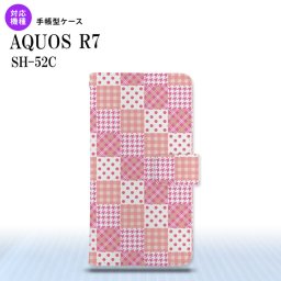 SH-52C AQUOS R7 手帳型スマホケース カバー パッチワーク ピンク  nk-004s-r7-dr1061