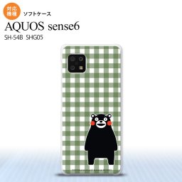 SH-54B SHG05 AQUOS sense6 スマホケース ソフトケース くまモン チェック 緑 メンズ レディース nk-sens6-tpkm16
