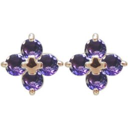 クロスピアス・十字架・ピアス・アメジスト・ピアス・18金