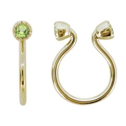 フープピアス 18k イヤリング おしゃれ ノンホールピアス シンプル ペリドット イヤーカフ earring