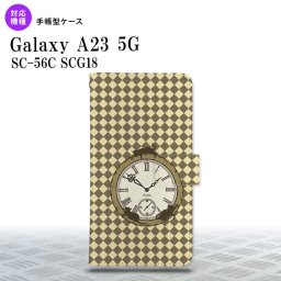 Galaxy A23 GalaxyA23 手帳型スマホケース カバー 時計 チェック ベージュ 2022年 10月発売 nk-004s-a23-dr1222